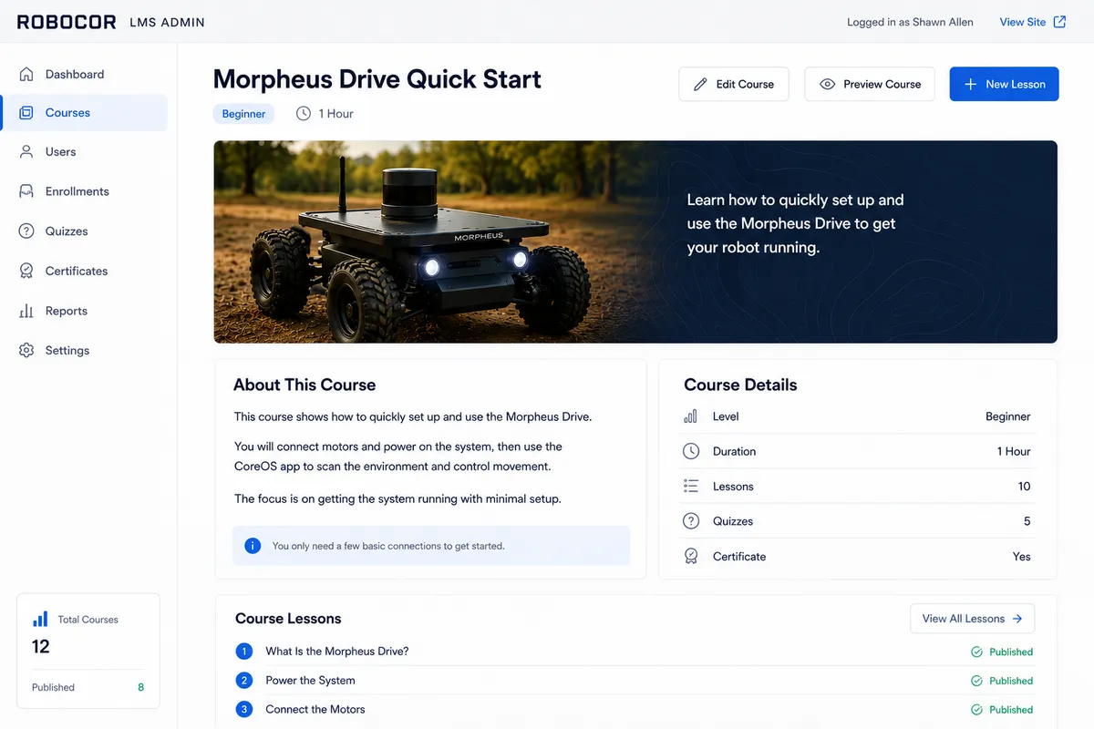 Finished LMS course for the Morpheus Drive