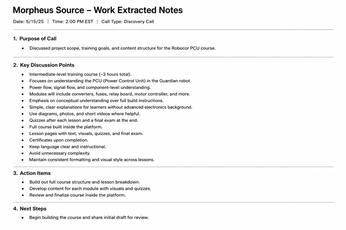 Extracted notes